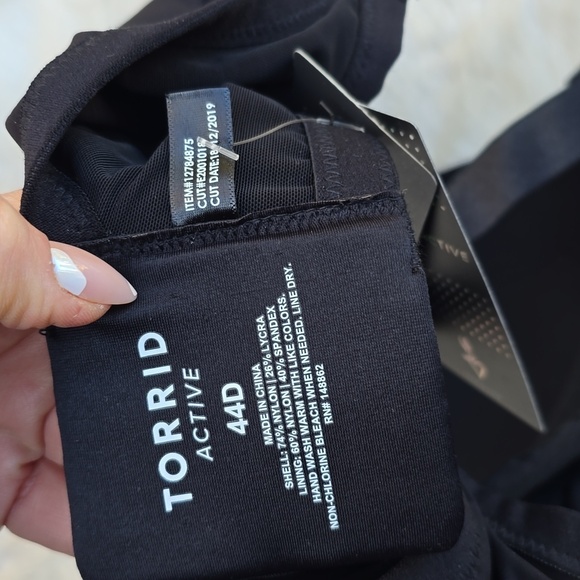 Torrid Black Wireless Wicking Sports Bra 44D NWT Active - Picture 11 of 11